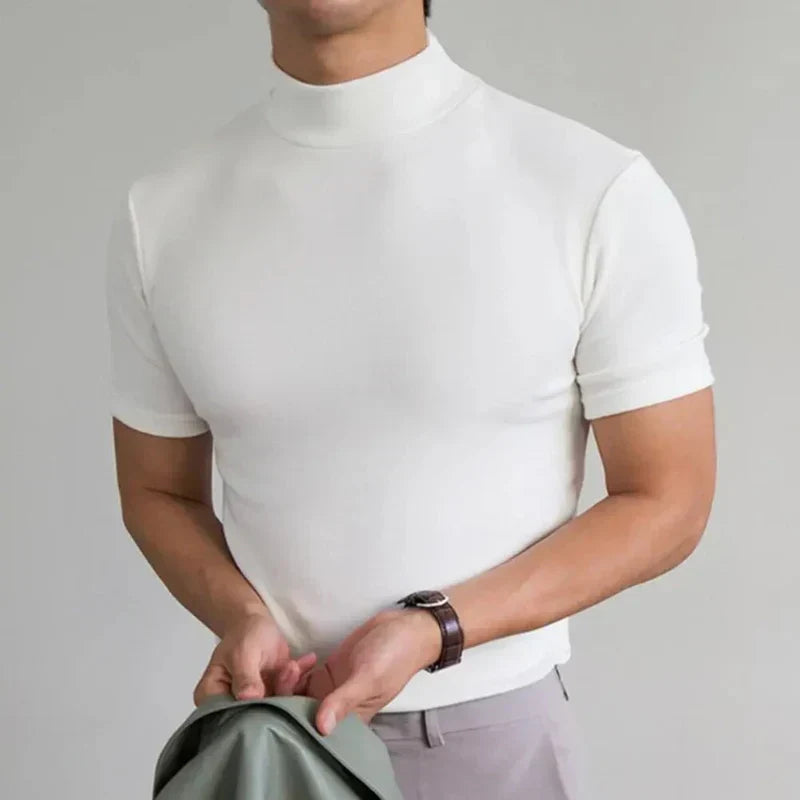 Basic Herren T-Shirt mit hohem Kragen | Schlicht, bequem & vielseitig