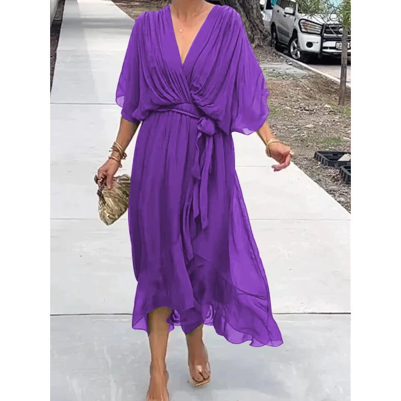 Wendy – Batwing Ärmel Kleid mit V-Ausschnitt