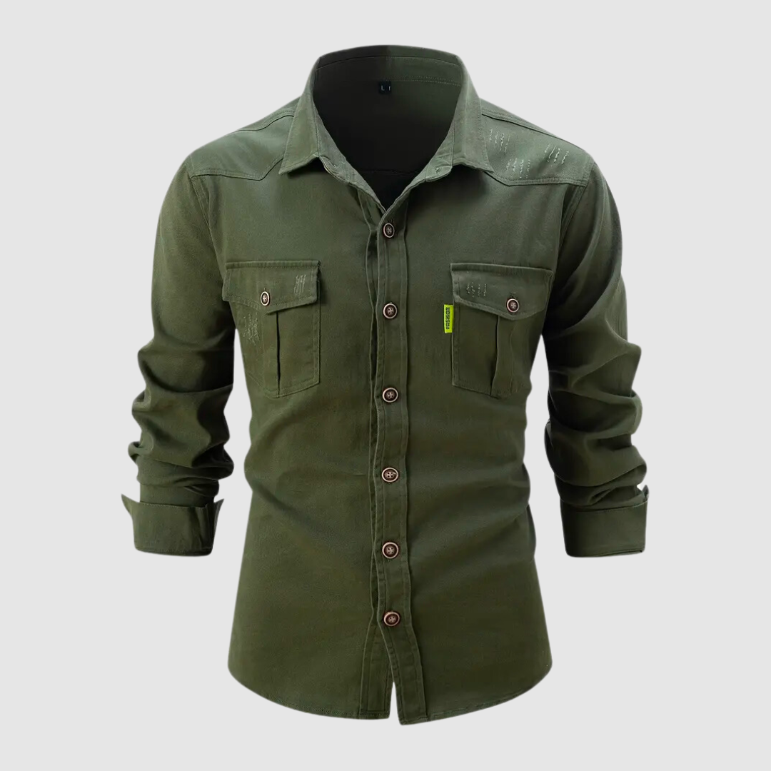 Bodhi Herren Baumwollhemd | Langarmshirt mit Umlegekragen für stilvolle Freizeitlooks