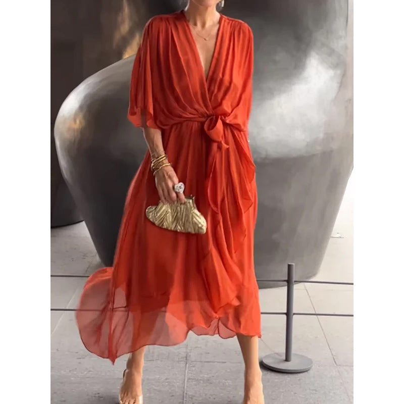 Wendy – Batwing Ärmel Kleid mit V-Ausschnitt