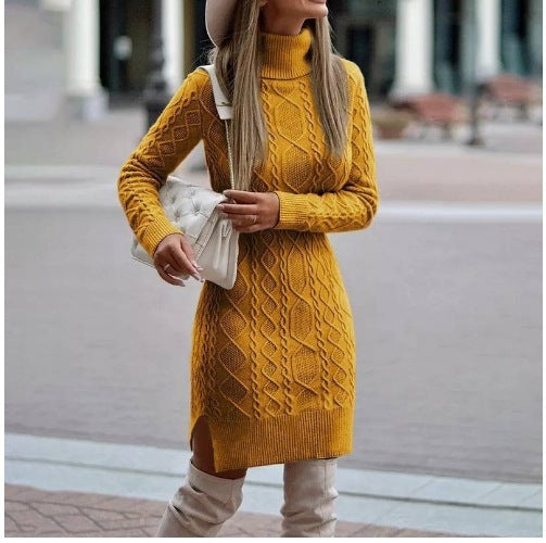Amy – Winter Pullover Kleid mit Schlitz Design