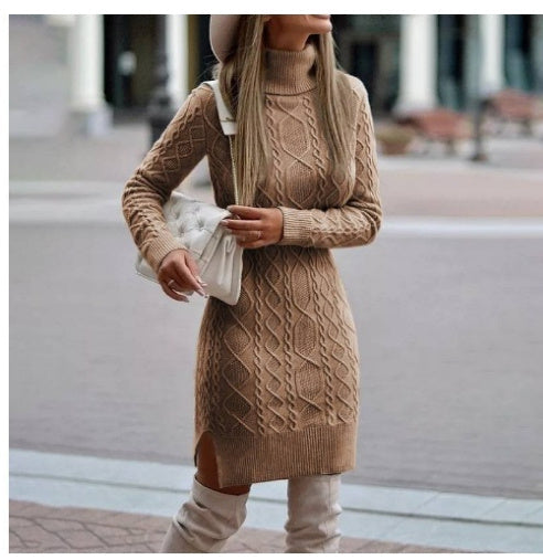 Amy – Winter Pullover Kleid mit Schlitz Design