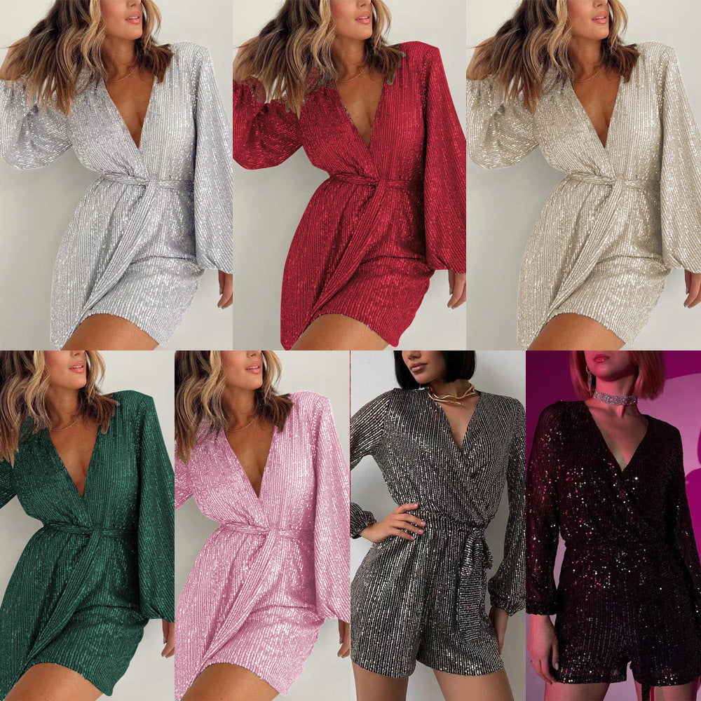 Jade – Pailletten Langarmkleid