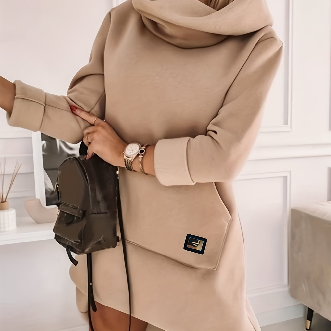 Nele | Lässiges Sweatshirt-Kleid mit Kapuze für Frauen aus weichem, kuscheligem Material
