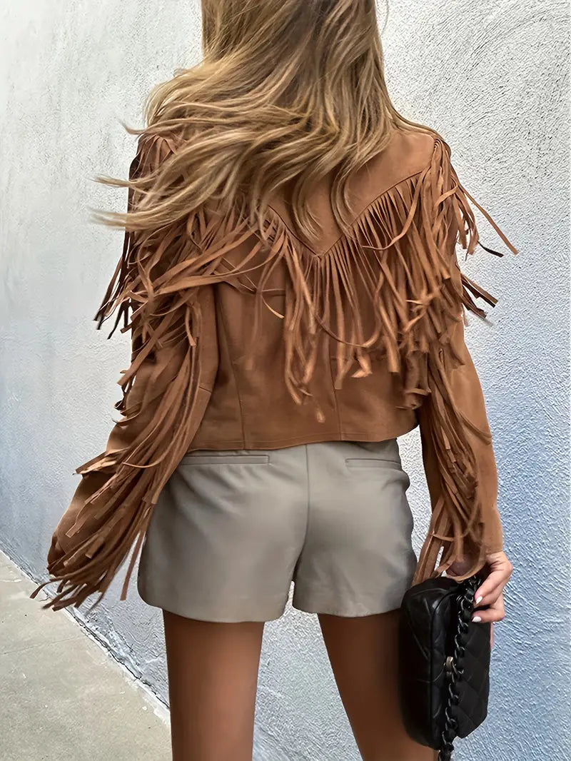 Liya | Schicker Mantel mit offener Front und Quasten