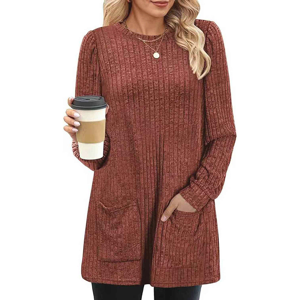 Bjarke | Herbst und Winter neue halblange Pullover Kleid Frau