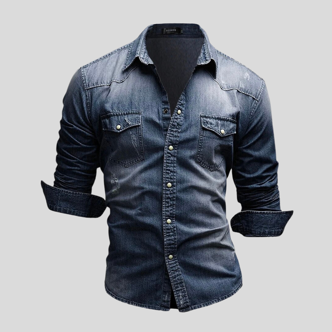 Davian Herren Jeanshemd | Vielseitiges Denim-Hemd mit Brusttasche
