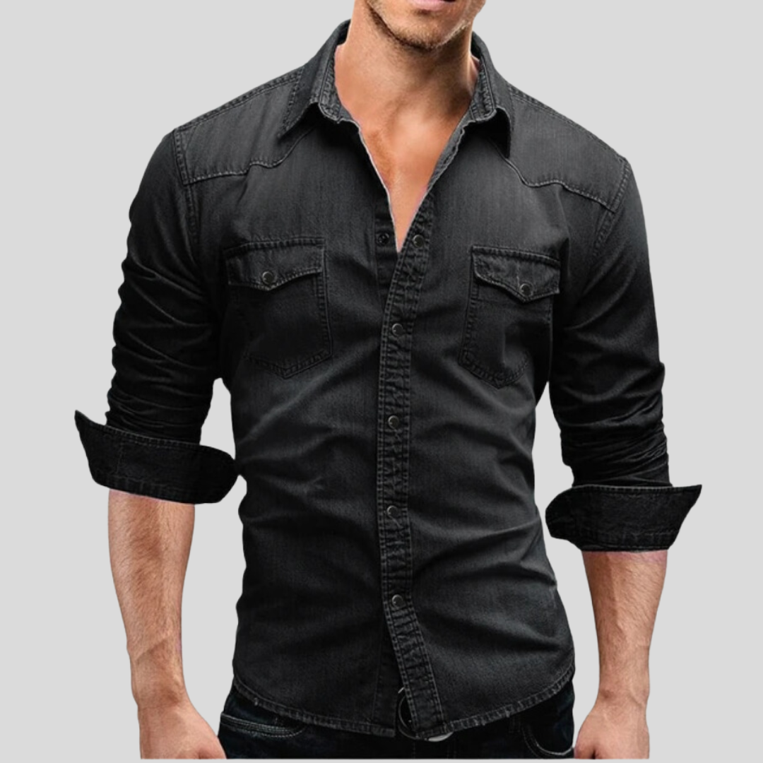 Davian Herren Jeanshemd | Vielseitiges Denim-Hemd mit Brusttasche