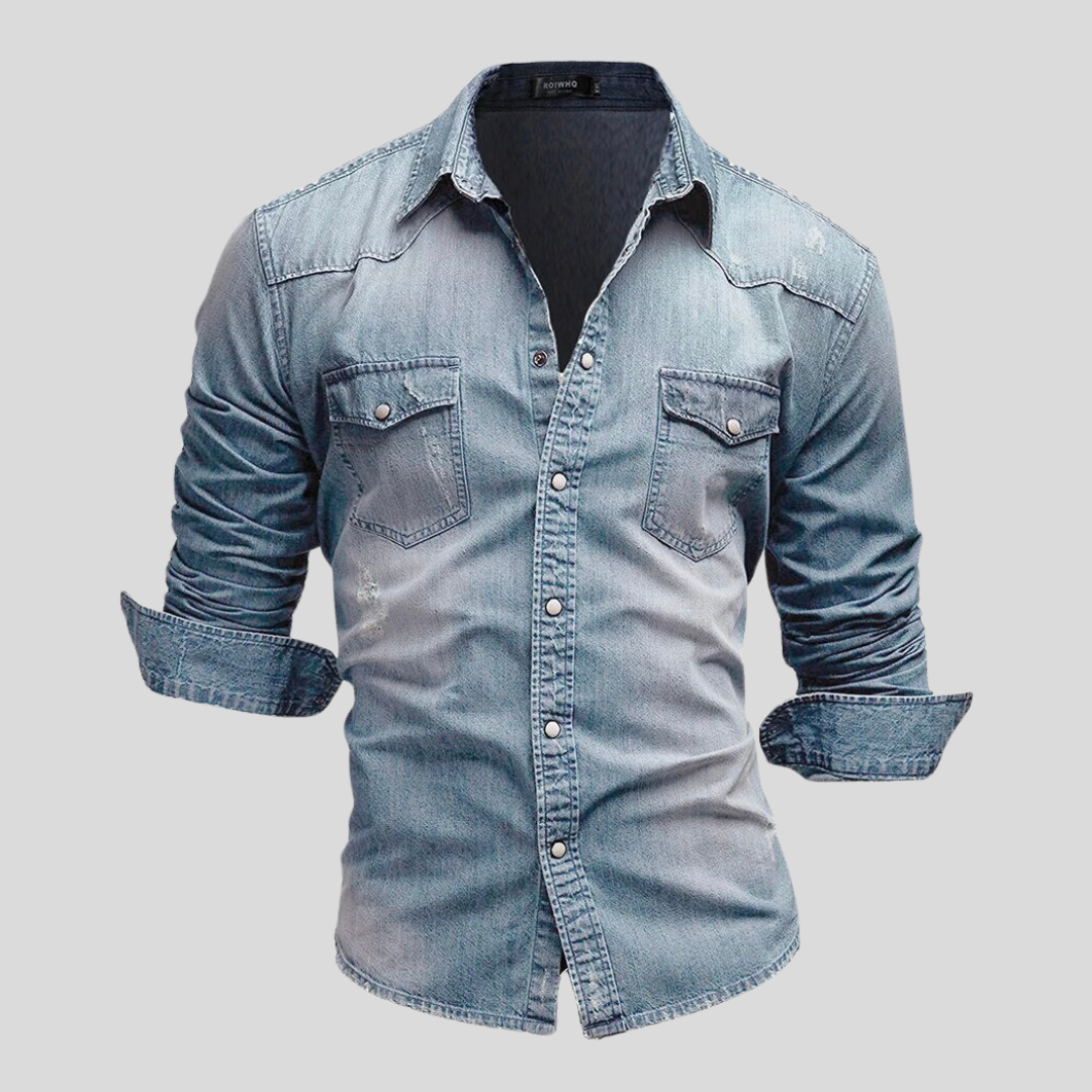 Davian Herren Jeanshemd | Vielseitiges Denim-Hemd mit Brusttasche