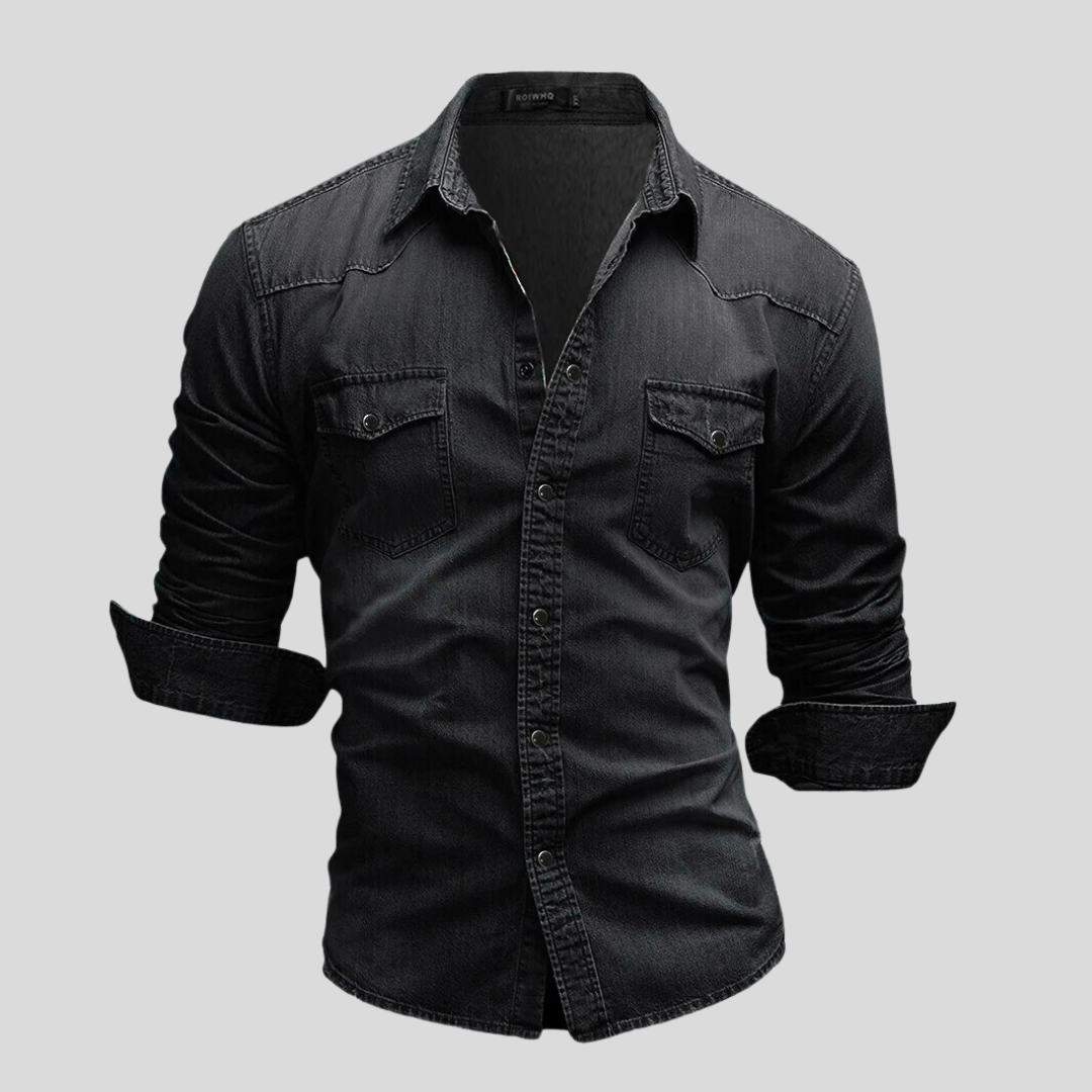 Davian Herren Jeanshemd | Vielseitiges Denim-Hemd mit Brusttasche