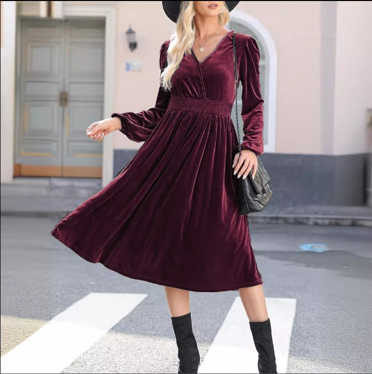 Ann – Langärmeliges Kleid in Unifarbe
