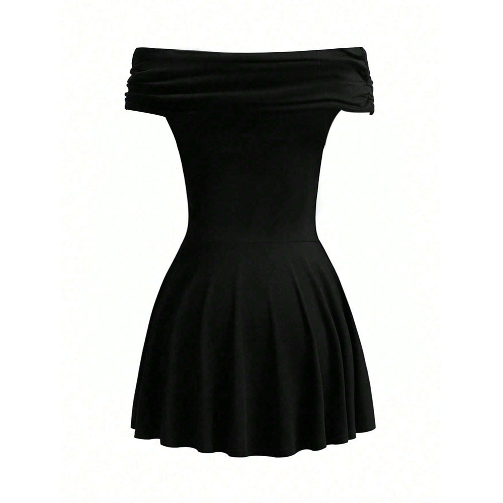 Grace – Elegantes schulterfreies Kleid mit hohem Bund