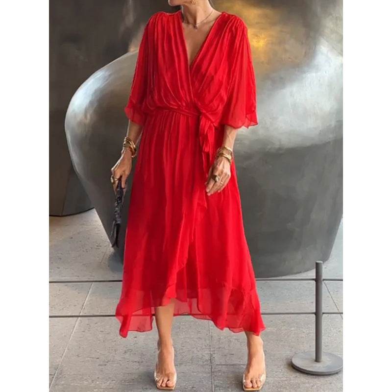 Wendy – Batwing Ärmel Kleid mit V-Ausschnitt