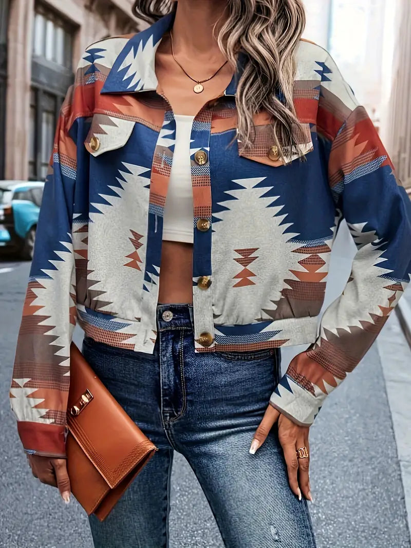 Tashina | Geometrisch bedruckte farbige Jacke