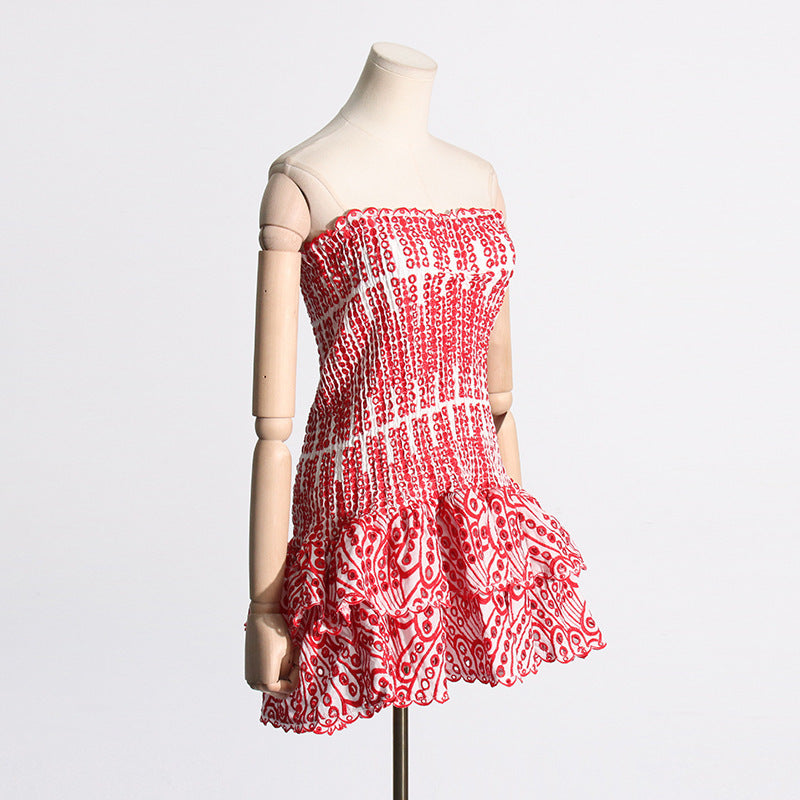 Rose – Faltenkleid mit Print im A-Linien-Schnitt
