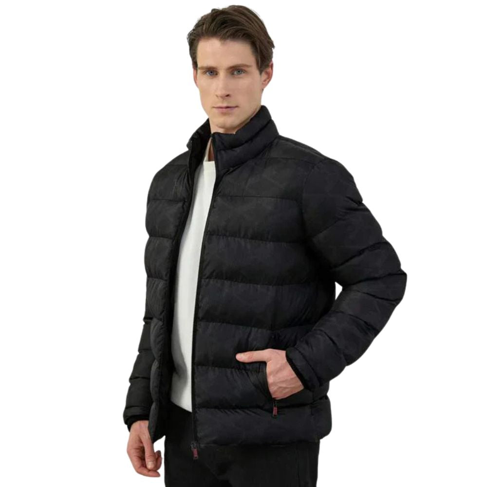 Schwarzer trendiger Winterjacke für Herren - Nico