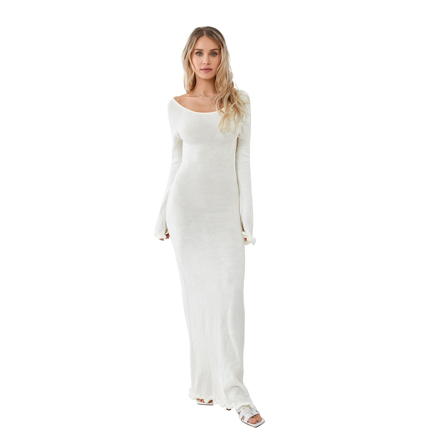 Thaliora® | Figurbetontes Maxikleid mit Volantärmeln