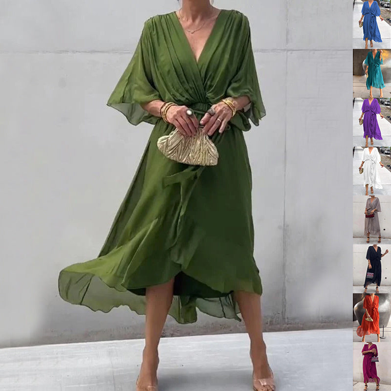 Wendy – Batwing Ärmel Kleid mit V-Ausschnitt