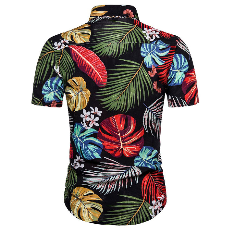Stylisches Herren Kurzarm Hemd mit Vintage Druck aus Baumwolle