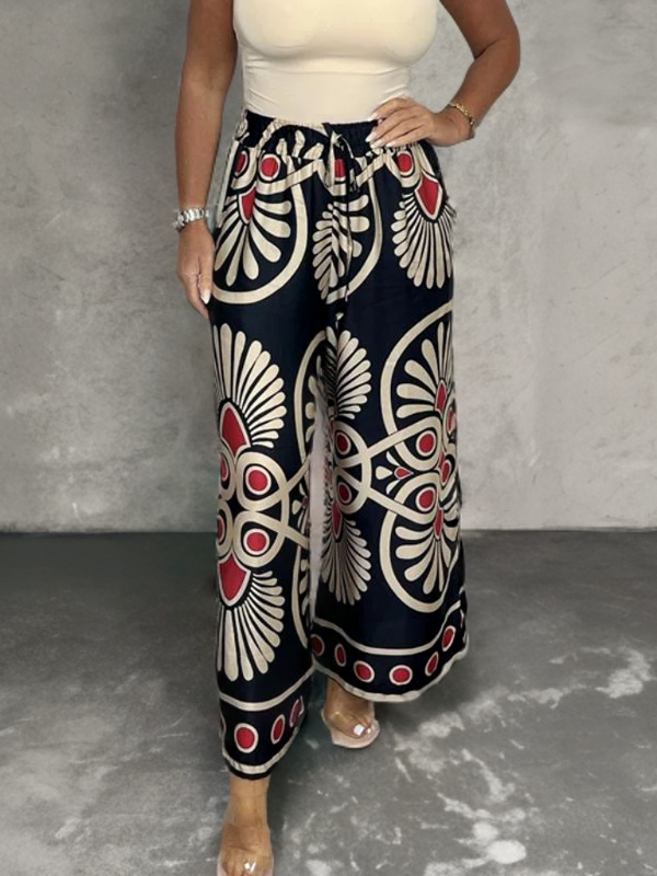 Annaliese - amen Satin-Lounge-Hose mit weitem Bein und Blumenmuster