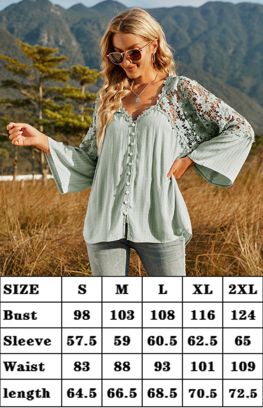 Fudus | Spitze Laternenärmel Bluse