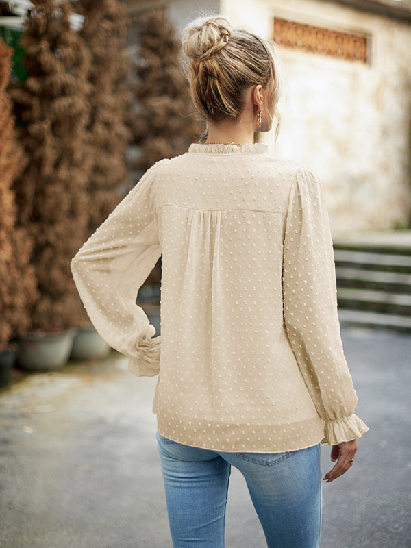 Fudus | V Hals Laterne Langarm Bluse