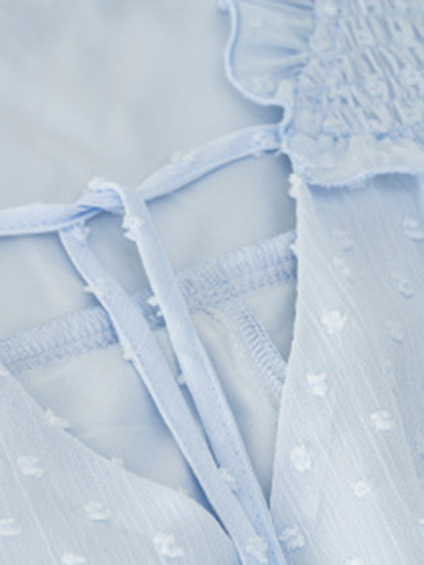 Fudus | V Hals Laterne Langarm Bluse