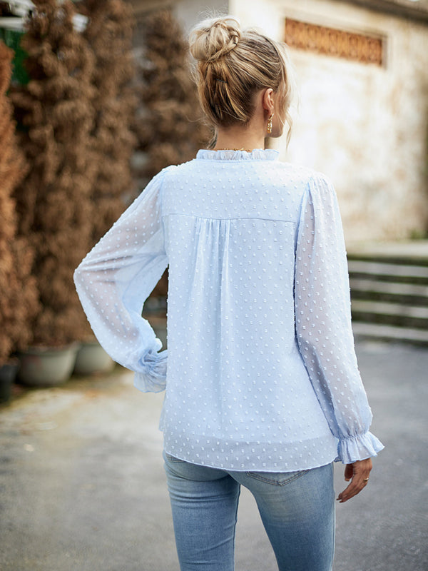 Fudus | V Hals Laterne Langarm Bluse