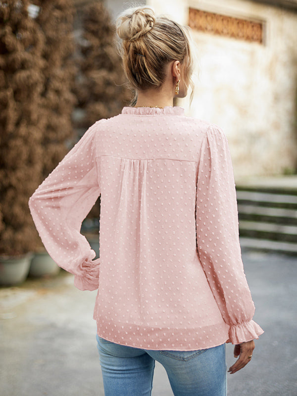 Fudus | V Hals Laterne Langarm Bluse