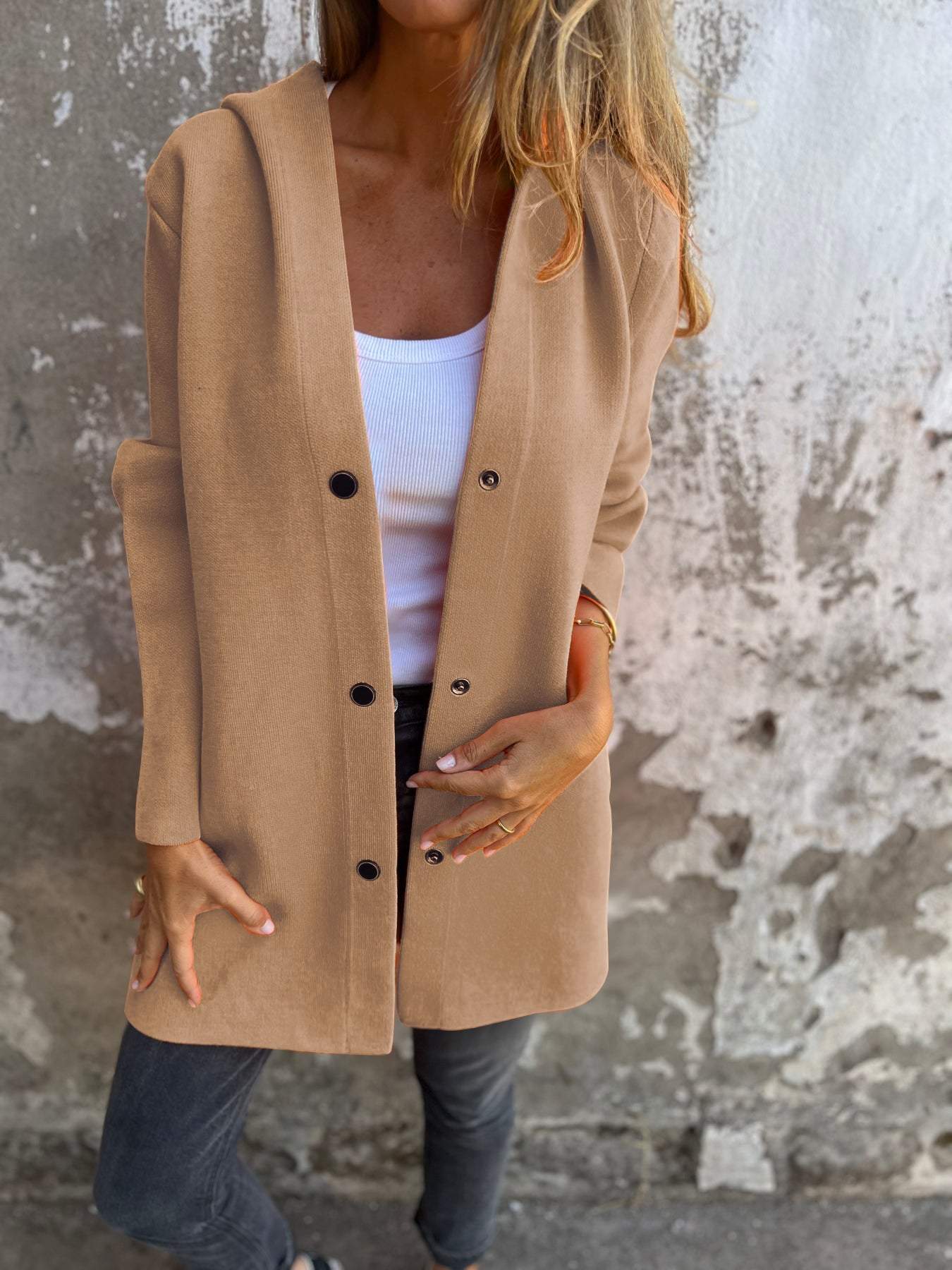 Bonafita Karlien - Lässige einreihige Kapuzenjacke