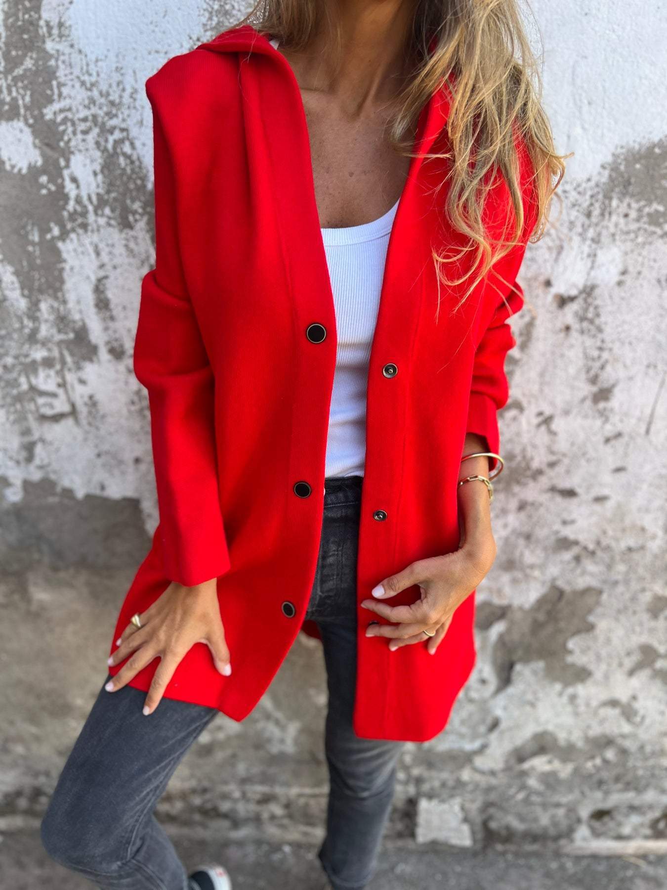 Bonafita Karlien - Lässige einreihige Kapuzenjacke
