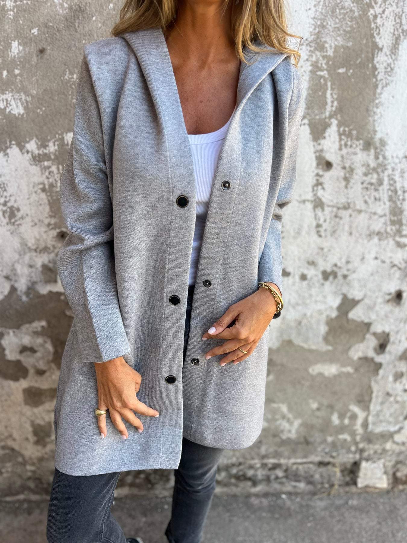 Bonafita Karlien - Lässige einreihige Kapuzenjacke