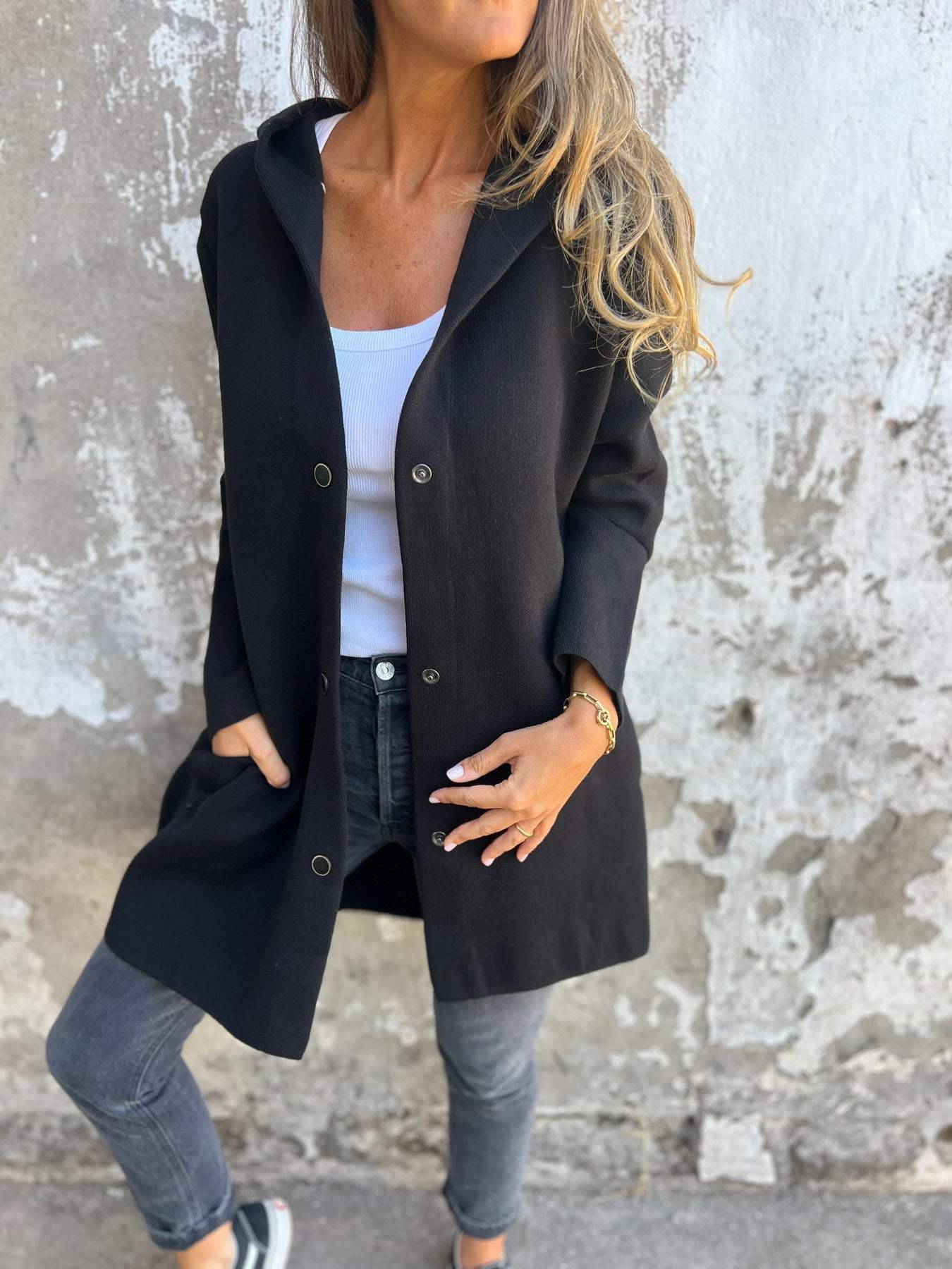 Bonafita Karlien - Lässige einreihige Kapuzenjacke