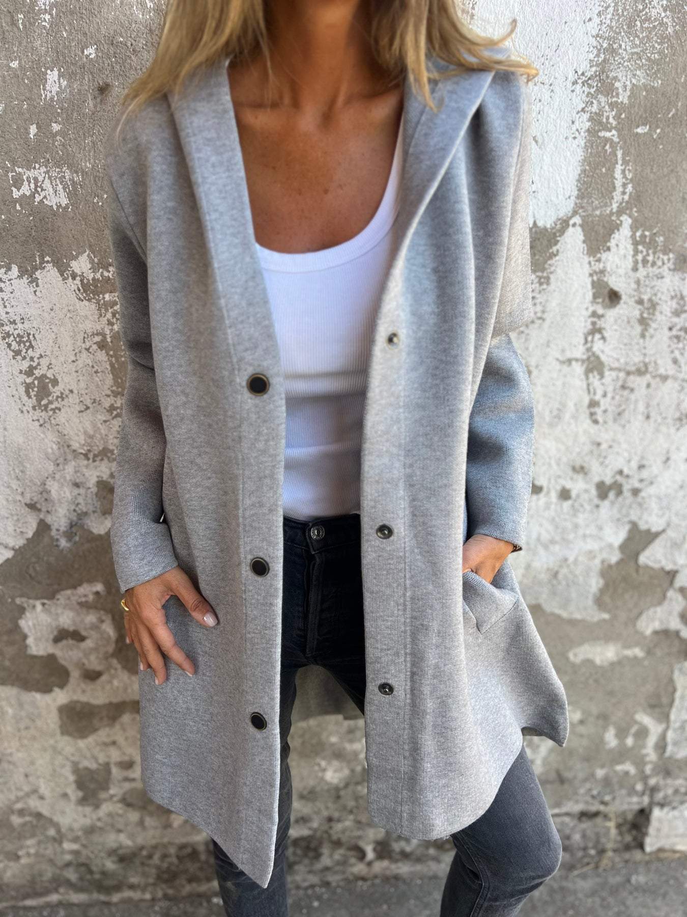 Bonafita Karlien - Lässige einreihige Kapuzenjacke