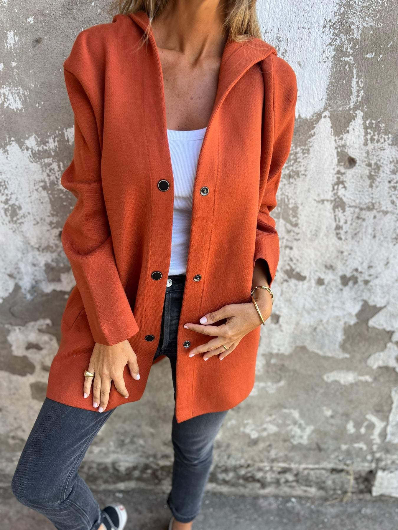 Bonafita Karlien - Lässige einreihige Kapuzenjacke