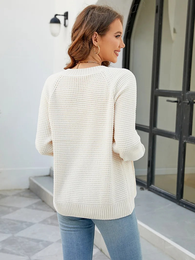 Nora | Klassische Langarm -Strickjacke für Frauen mit Reißverschluss