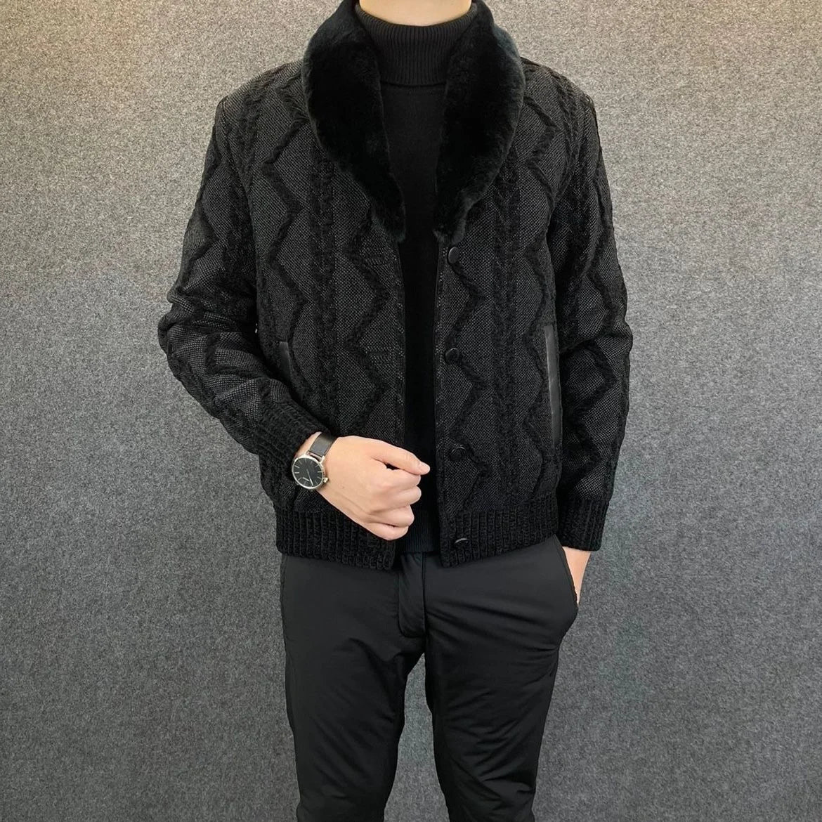 Modische Wendestrickjacke für Herren für den Winter - Robin