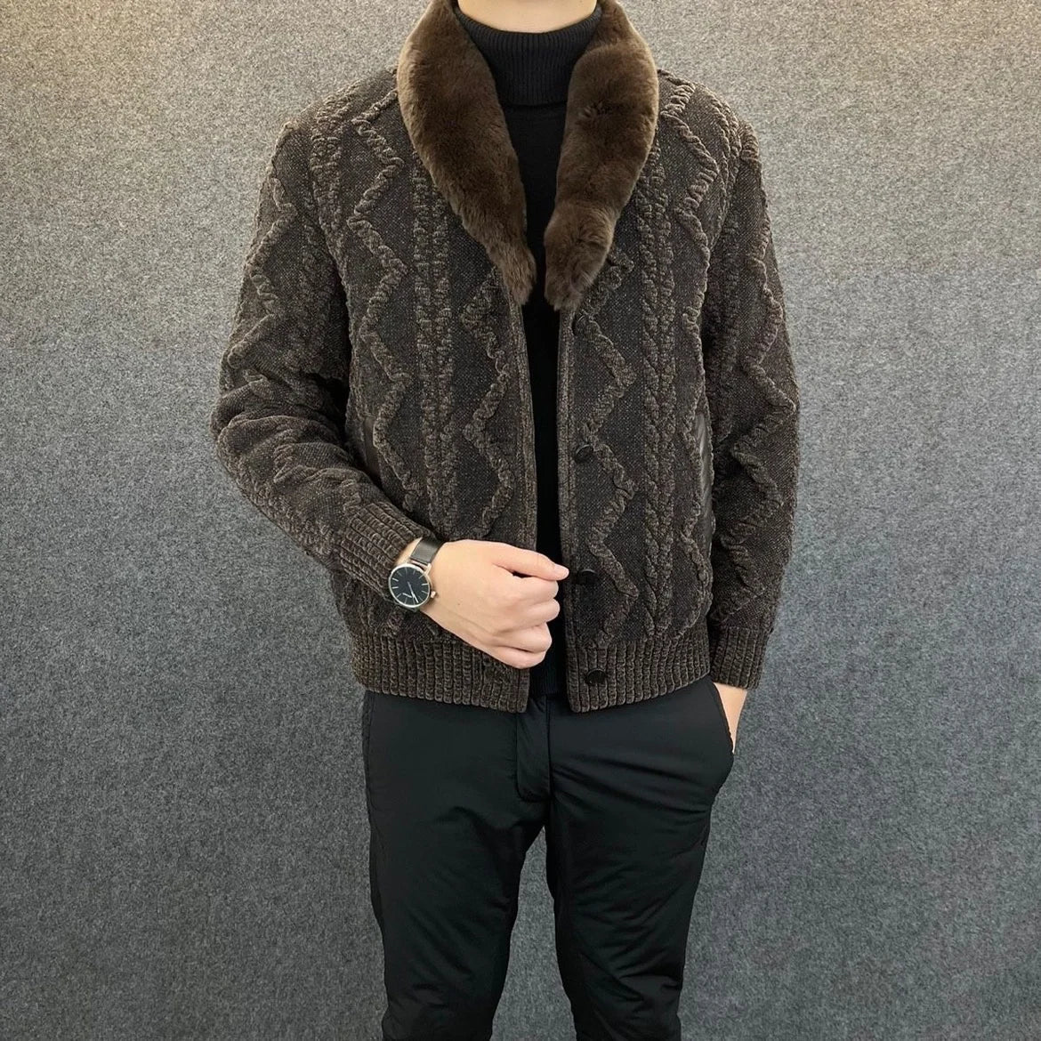 Modische Wendestrickjacke für Herren für den Winter - Robin