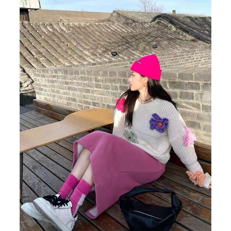 Noar | Vintage 3D Blume Pullover