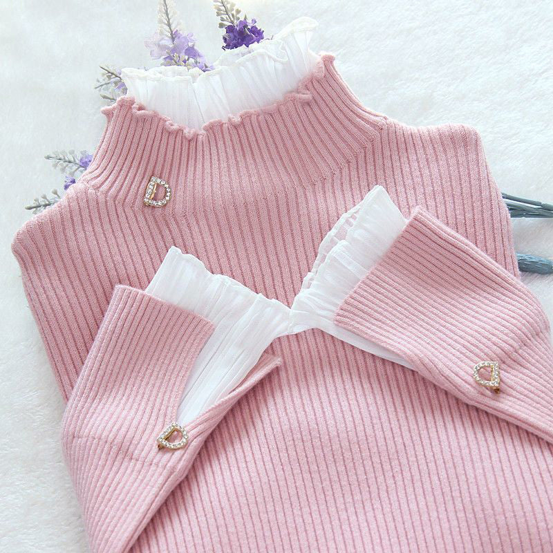 Helge | Rollkragenpullover für Frauen Koreanische Spitze