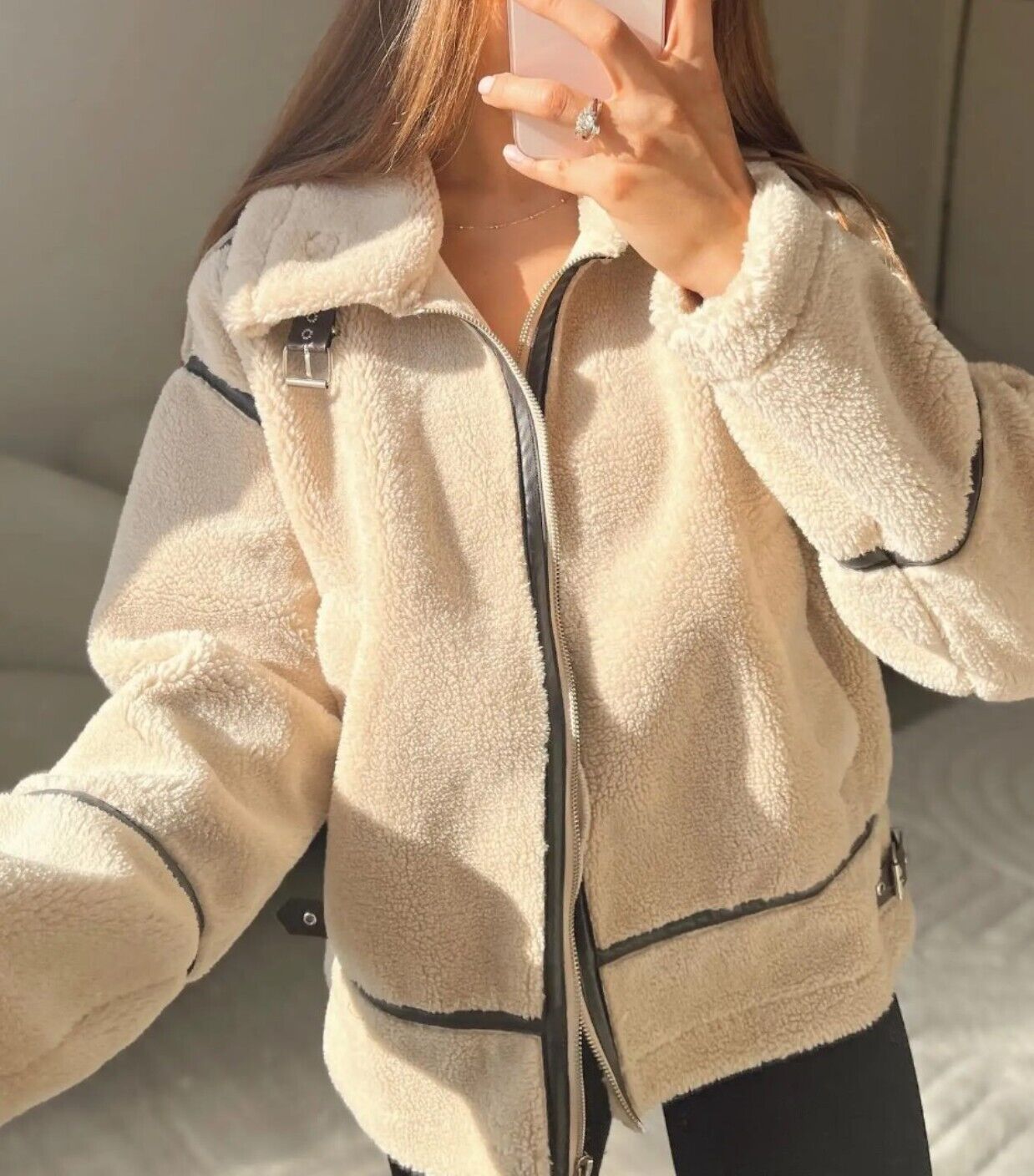 Leyralis | Damen Winterjacke mit Teddyfutter – Beige
