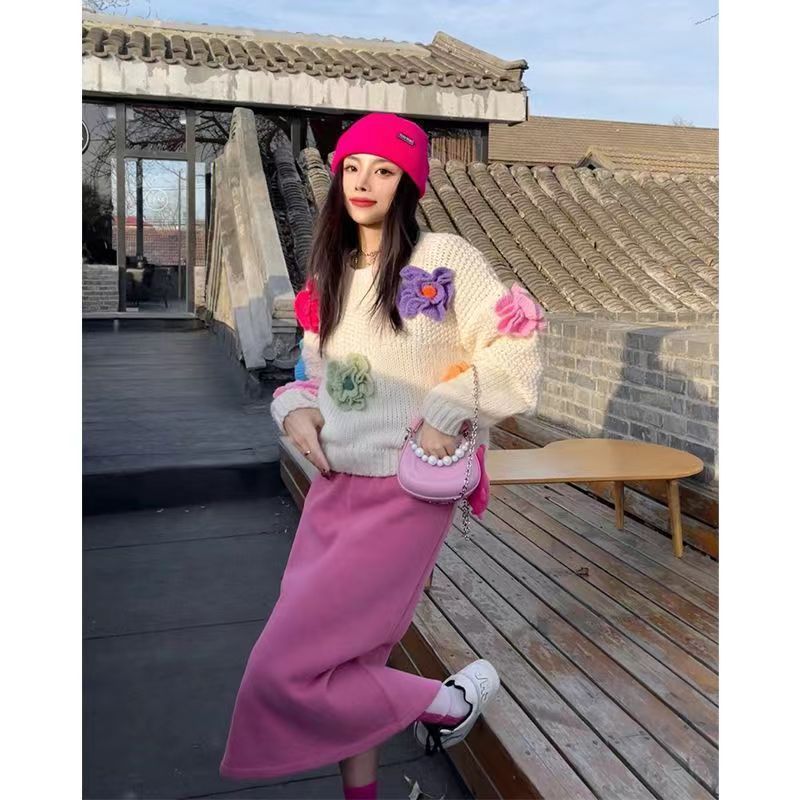 Noar | Vintage 3D Blume Pullover