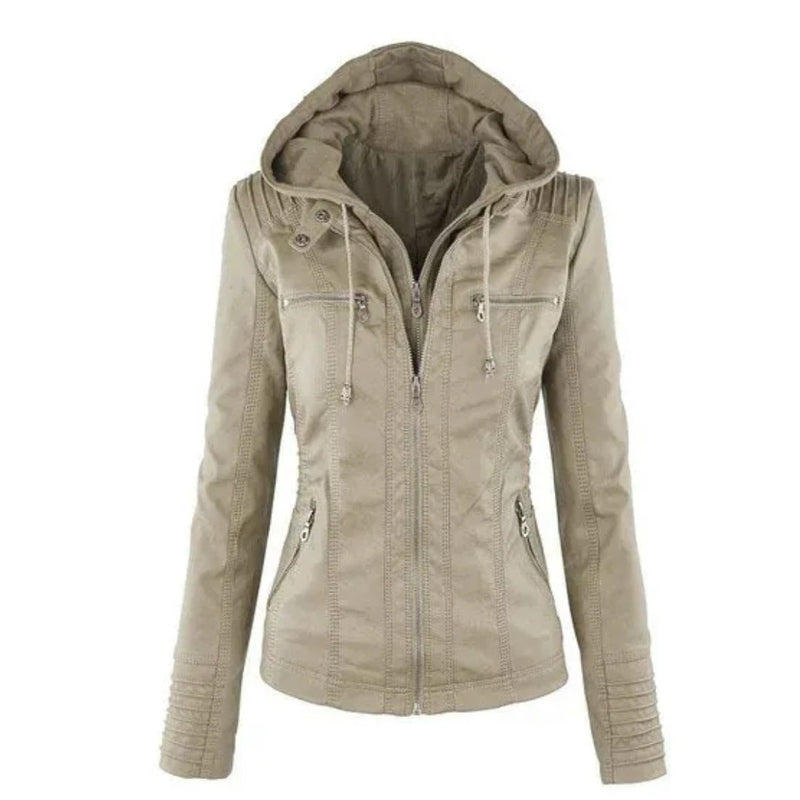 Elina - Damen Kapuzenjacke aus Kunstleder