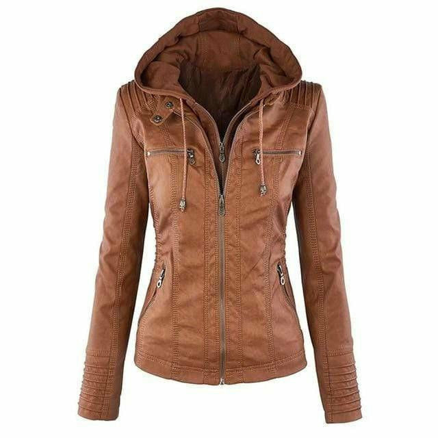 Elina - Damen Kapuzenjacke aus Kunstleder