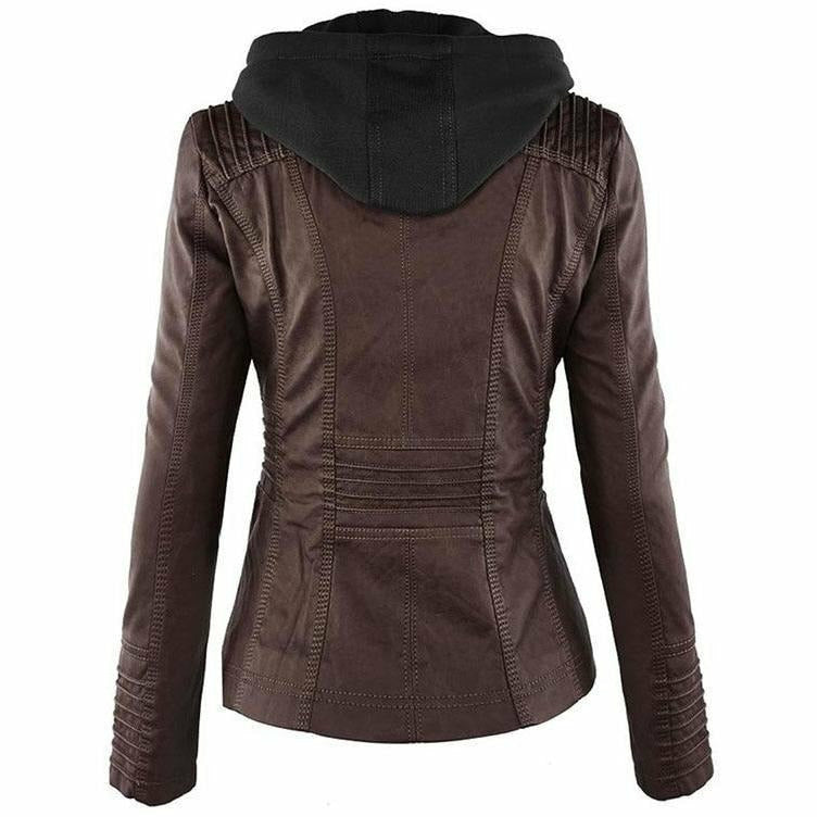 Elina - Damen Kapuzenjacke aus Kunstleder