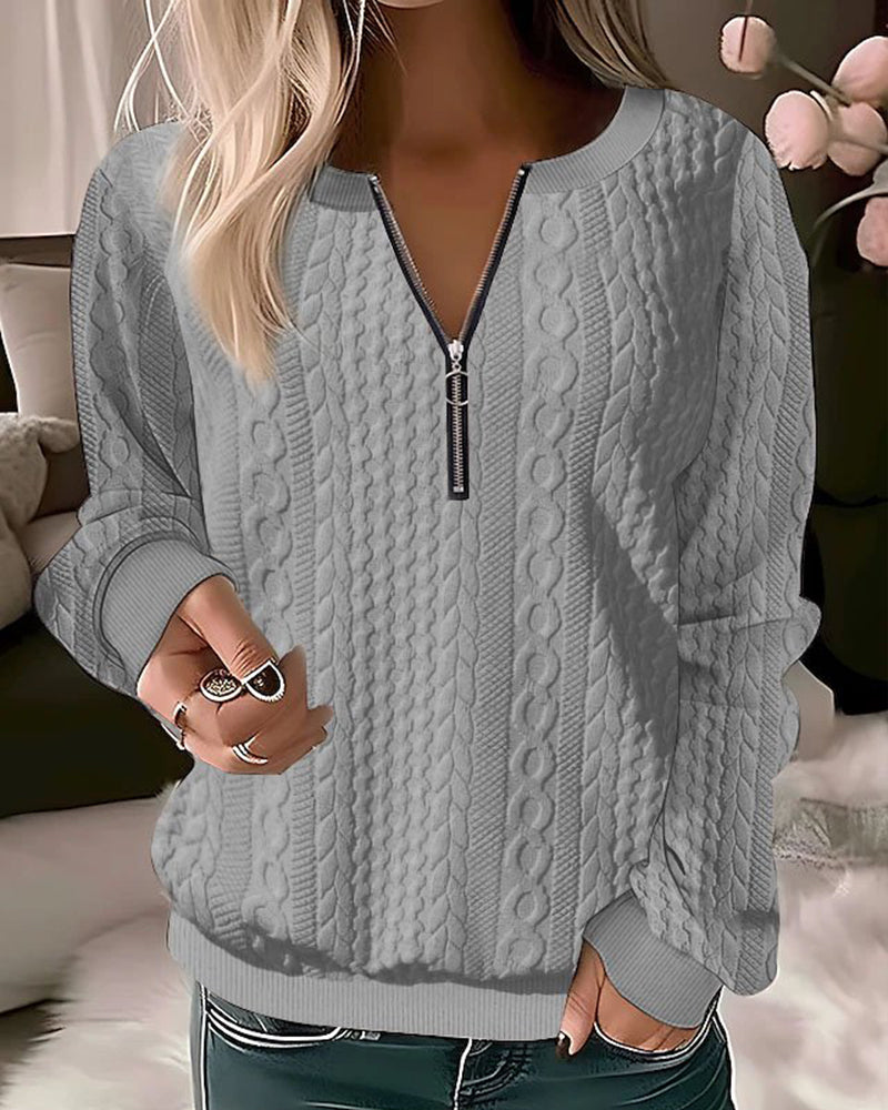 Viktoria - Damen Strickpullover mit Reißverschluss