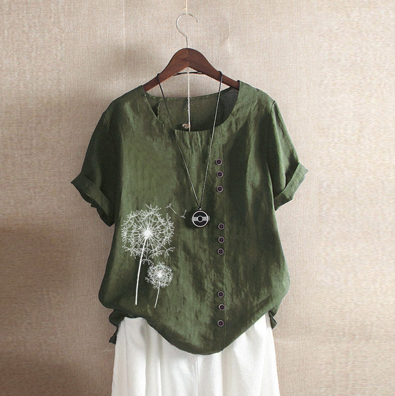 Marla - Lässige Damenbluse mit Pusteblumen-Design