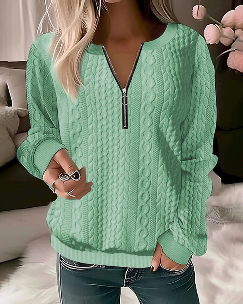 Viktoria - Damen Strickpullover mit Reißverschluss