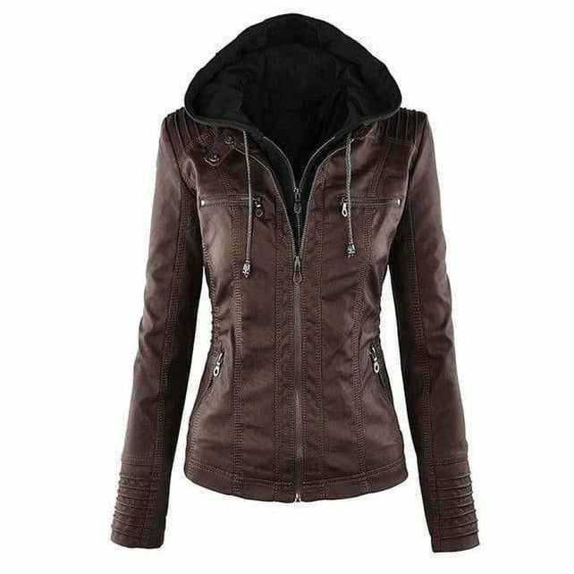 Elina - Damen Kapuzenjacke aus Kunstleder