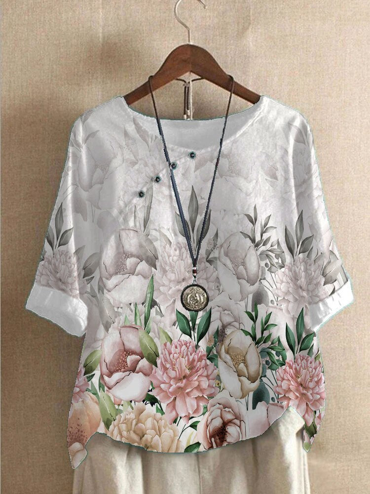 Flora – Bedruckte Bluse mit 3/4-Ärmeln